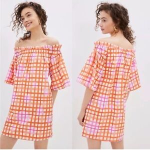 Anthropologie Corey Lynn Calter Monaco Off The Shoulder Mini Dress Cotton Poplin